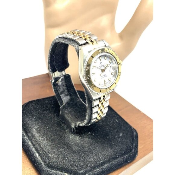 Tudor Women\'s Watch Vintage Swiss Automatic White Dial Two Tone Gold Steel 27mm